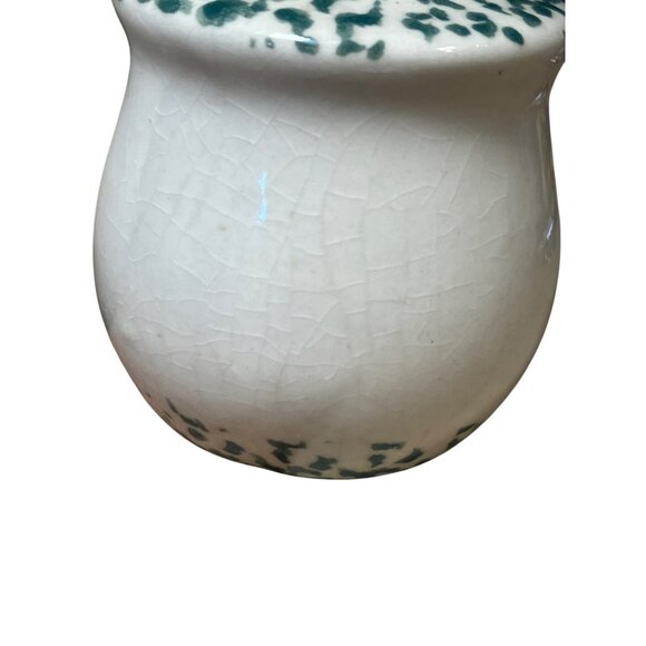 VINTAGE POTTERY GREEN SPONGE DESIGN ON TOP RED APPLE SALT AND PEPPER SHAKERS - Picture 8 of 12